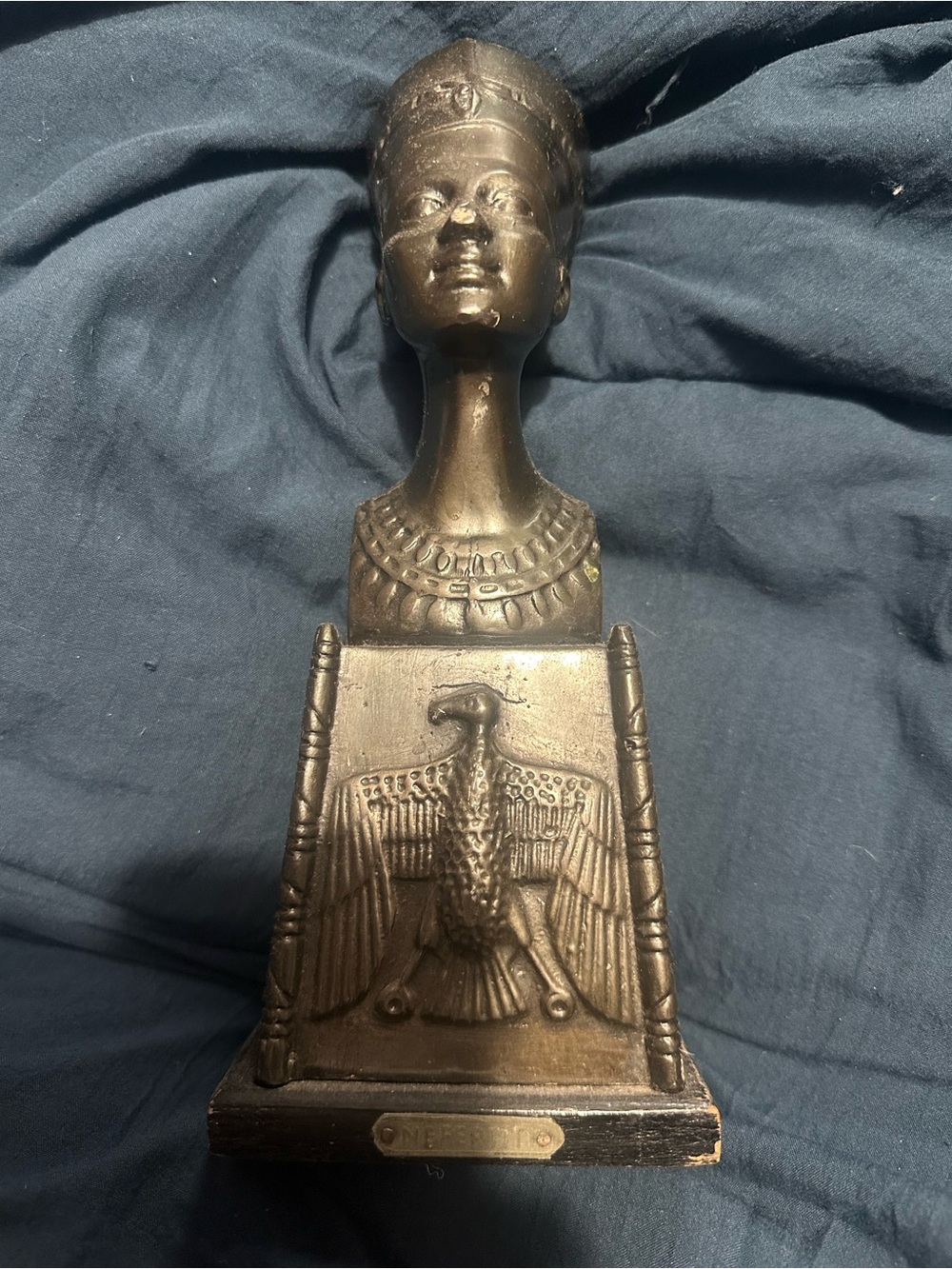 Bronze-Tone Egyptian Bust Decorative Sculpture Nefertiti